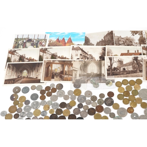 1440 - Coinage and ephemera including postcards and cabinet cards arranged in an album