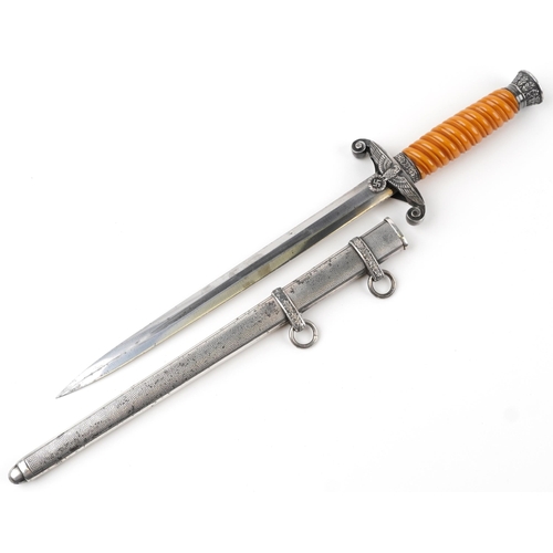 470 - German military interest officer's army dagger with scabbard and steel blade engraved Eickhorn, 40cm... 