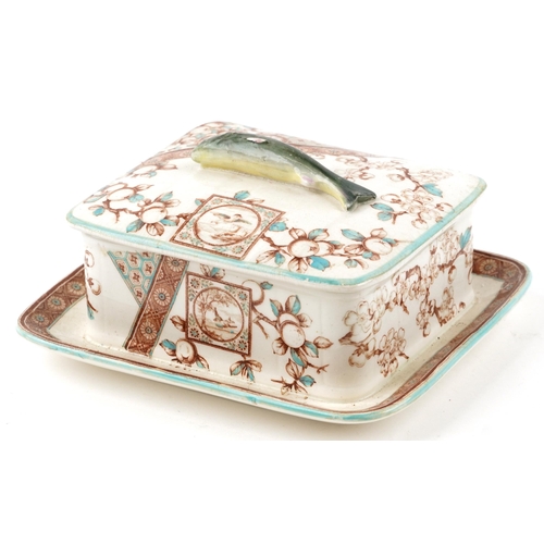 129 - Ridgeways, Victorian aesthetic Dado sardine box and cover, 9cm high x 18cm W x 16cm D