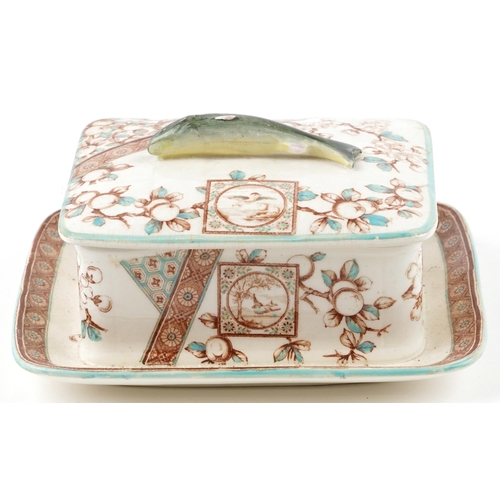 129 - Ridgeways, Victorian aesthetic Dado sardine box and cover, 9cm high x 18cm W x 16cm D