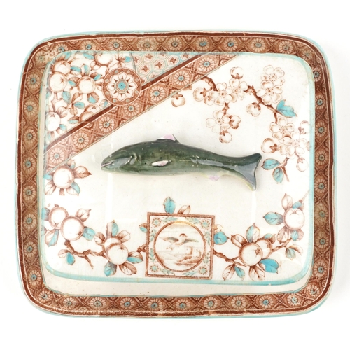 129 - Ridgeways, Victorian aesthetic Dado sardine box and cover, 9cm high x 18cm W x 16cm D