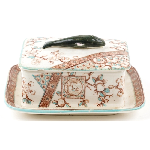 129 - Ridgeways, Victorian aesthetic Dado sardine box and cover, 9cm high x 18cm W x 16cm D