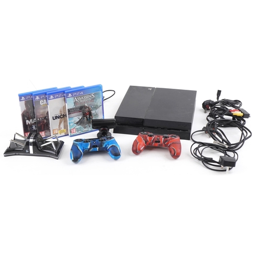 1389 - Sony PlayStation 4 games console with controllers, accessories and four games including Call of Duty... 