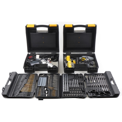 1235 - Power tools and drill set with cases including Rapesco nail gun and Performance 620 rotary hammer dr... 