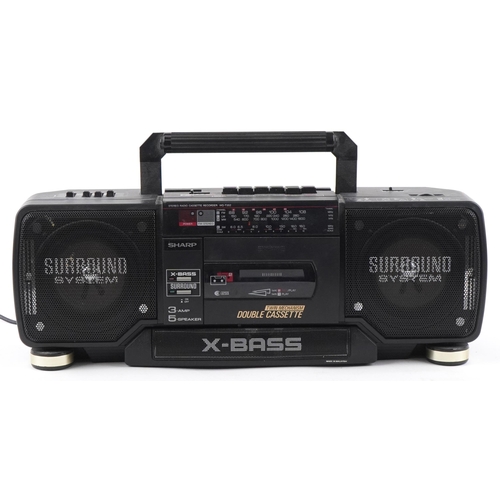 1355 - Vintage Sharp stereo radio cassette recorder, model WQ-T352E (BK)