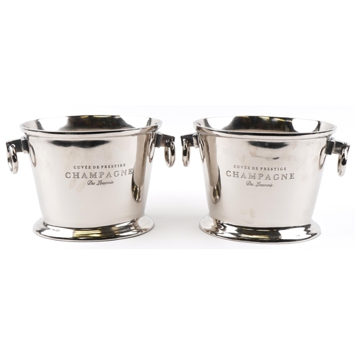 302 - Pair of Du Louvois design silver plated ice buckets with ring handles, 25cm high x 38cm wide