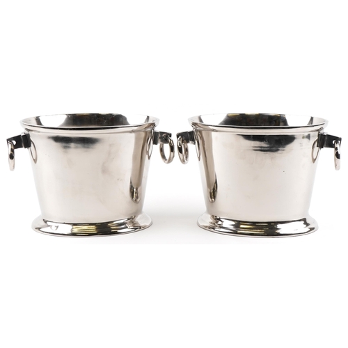 302 - Pair of Du Louvois design silver plated ice buckets with ring handles, 25cm high x 38cm wide