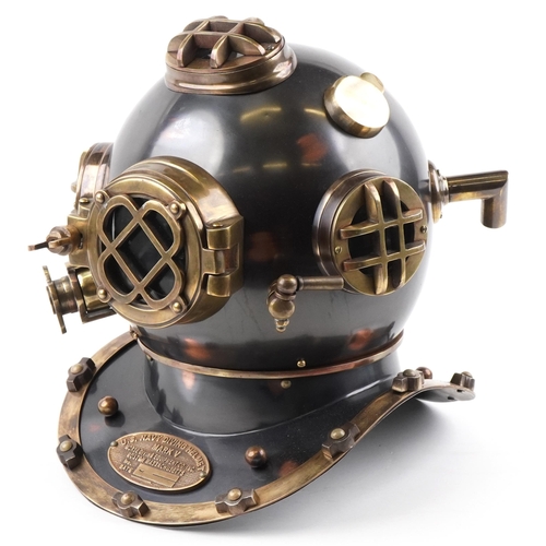 1229 - US Navy style decorative diving helmet, 44cm high