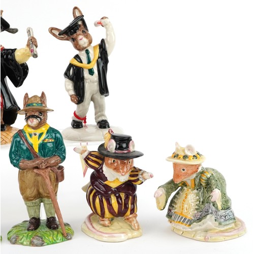 363 - Seven Royal Doulton Bunnykins figures, five with certificates and two Bramley Hedge Gift Collection ... 