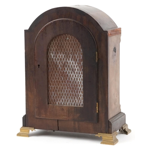 53 - 19th century inlaid mahogany bracket clock with circular enamelled dial having Arabic numerals, 34cm... 