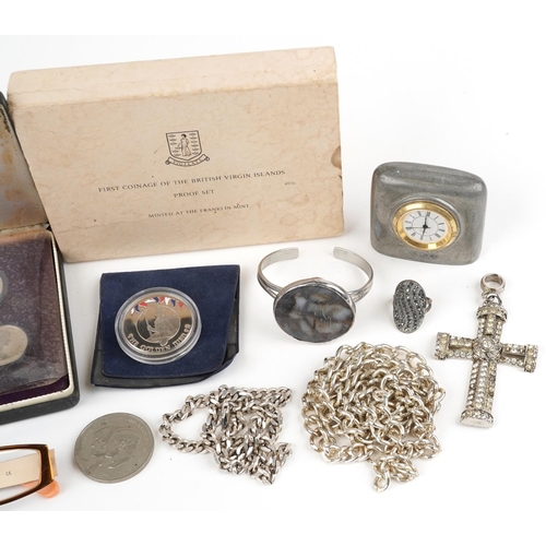 1088 - Sundry items including First Coinage of The British Virgin Islands proof set minted at The Franklin ... 