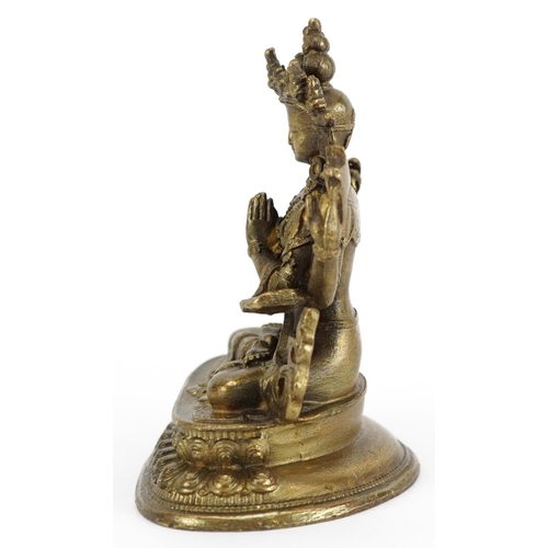 1158 - Chinese bronze figure of seated Buddha, 6.5cm high