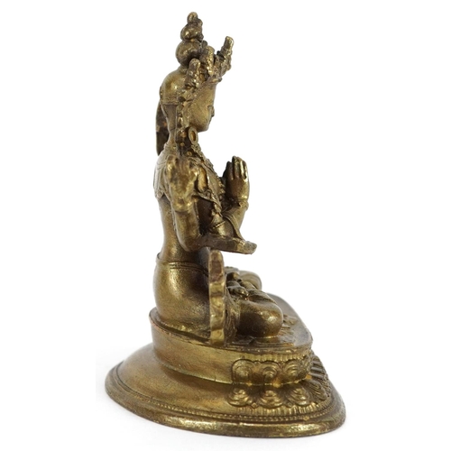 1158 - Chinese bronze figure of seated Buddha, 6.5cm high