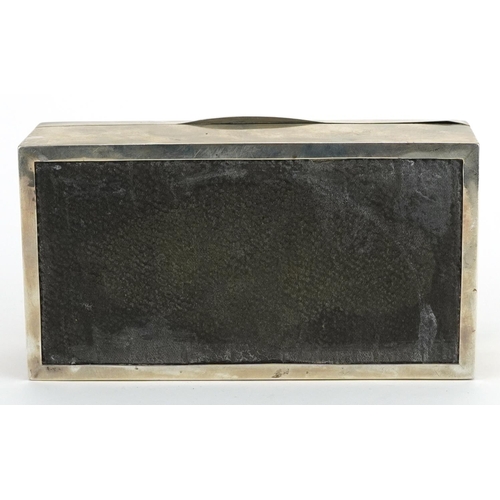 35 - I S Greenberg & Co, George V rectangular silver cigarette box, the hinged lid with engine turned dec... 