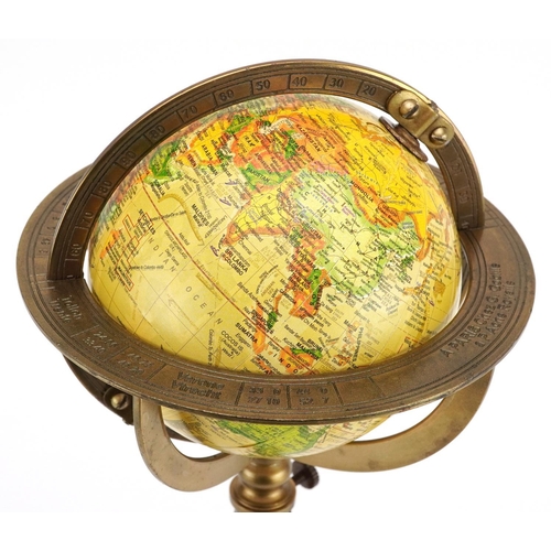 1315 - 19th century style desk terrestrial globe with bronzed mounts, 40cm high