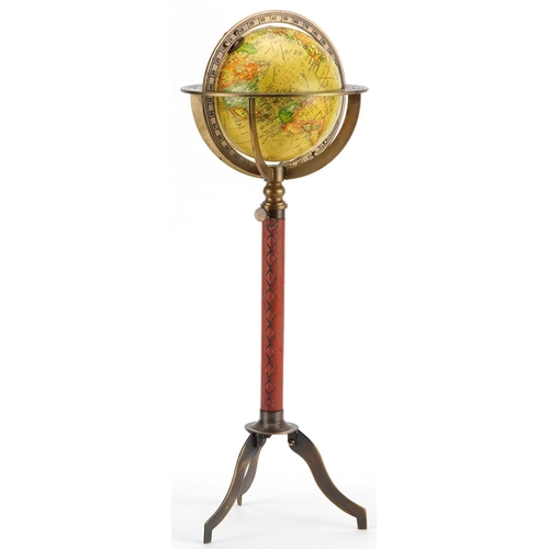 1315 - 19th century style desk terrestrial globe with bronzed mounts, 40cm high