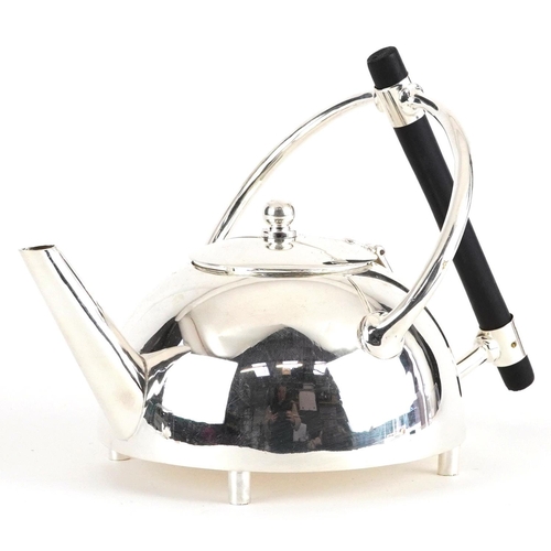 209 - Modernist silver plated teapot with ebonised handle, 21.5cm in length