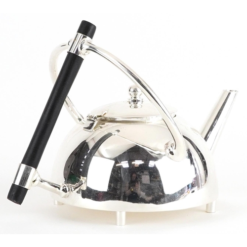 209 - Modernist silver plated teapot with ebonised handle, 21.5cm in length