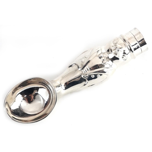 1289 - Novelty silver plated ice cream scoop in the form of a penguin wearing a suit, 17.5cm high