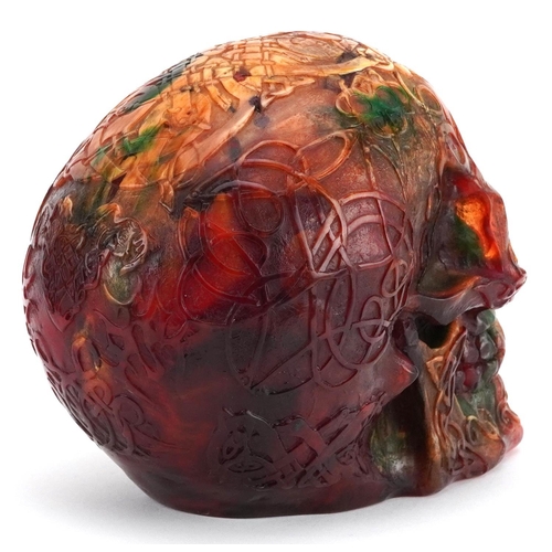 1178 - Large amber style study of a human skull, 13cm high