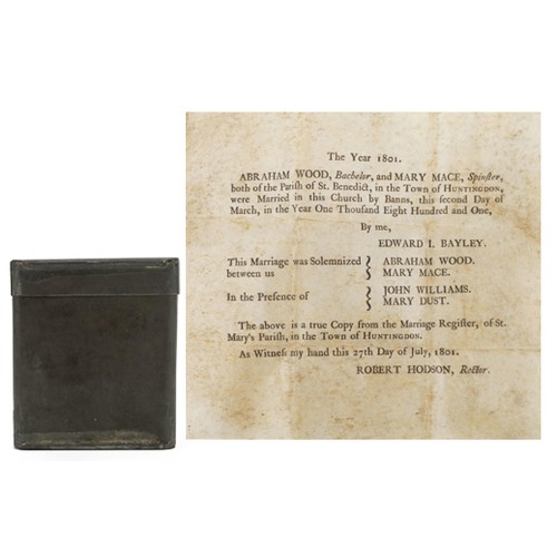 1263 - Early 19th century marriage certificate with metal case