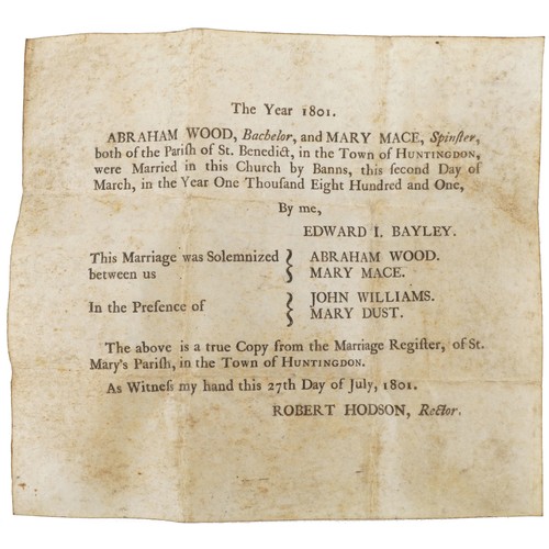 1263 - Early 19th century marriage certificate with metal case