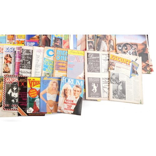 1494 - Large collection of erotic magazines including Mayfair, Playboy, Playgirl and International H & E Mo... 