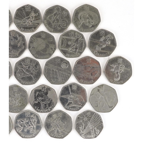 1441 - Elizabeth II fifty pence pieces, each with various London 2012 Olympic designs