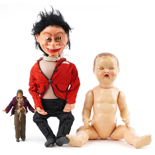 1400 - Vintage toys including a ventriloquist's doll, the largest 70cm high