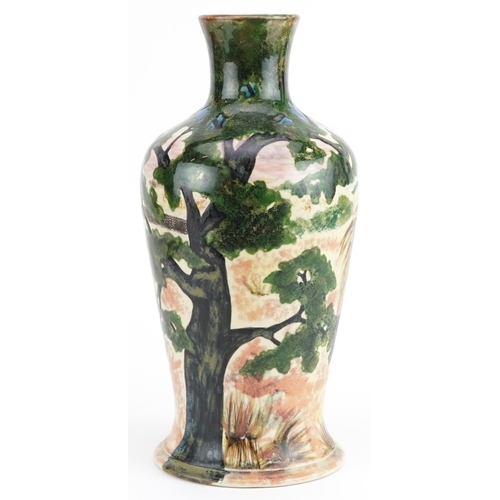 29 - Large Cobridge baluster vase hand painted with farmers, limited edition 79/150, 31.5cm high