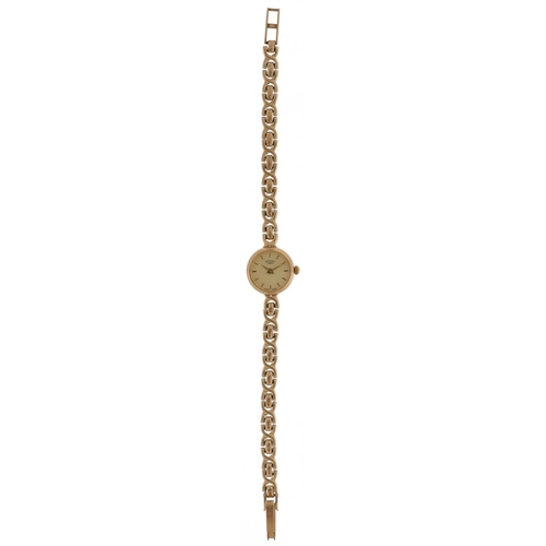 2181 - Rotary, ladies 9ct gold wristwatch with 9ct gold strap, 15mm in diameter, total weight 10.8g