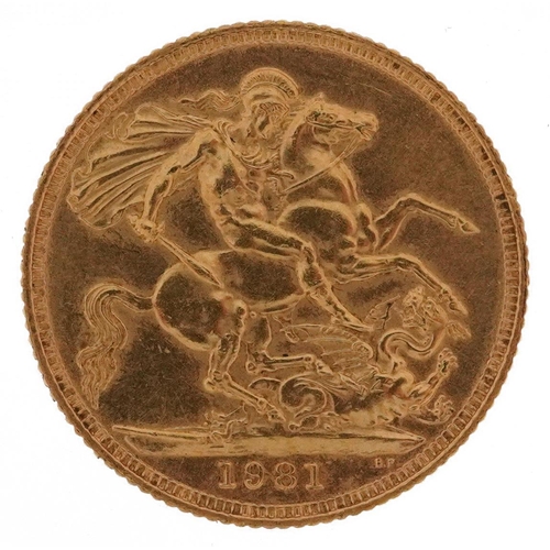 2016 - Elizabeth II 1981 gold sovereign