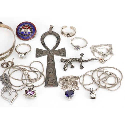 2795 - Vintage and later silver and white metal jewellery including necklaces, pendants, simulated pearl ne... 