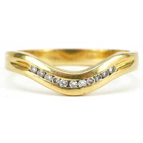 2694 - 18ct gold diamond wishbone ring, size M, 3.1g