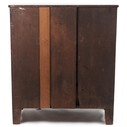 1024 - Victorian mahogany bow front six drawer chest with bracket feet, 120.5cm H x 106cm W x 54cm D