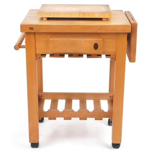 1059 - Servus light oak kitchen island butcher's block, 86.5cm H x 70cm W x 49cm D