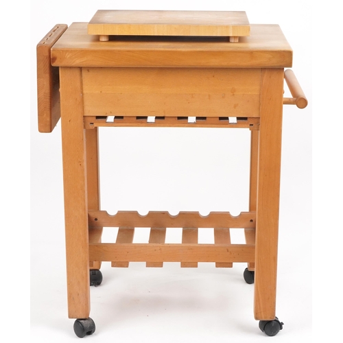 1059 - Servus light oak kitchen island butcher's block, 86.5cm H x 70cm W x 49cm D