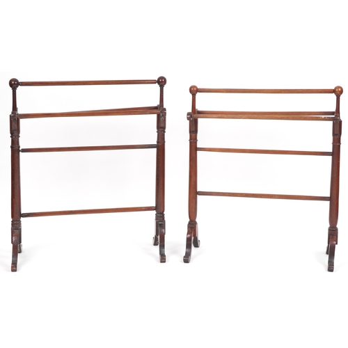 1029 - Occasional furniture including two Victorian mahogany towel rails, swing mirror and tripod wine tabl... 