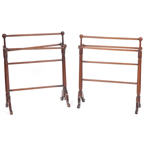 1029 - Occasional furniture including two Victorian mahogany towel rails, swing mirror and tripod wine tabl... 