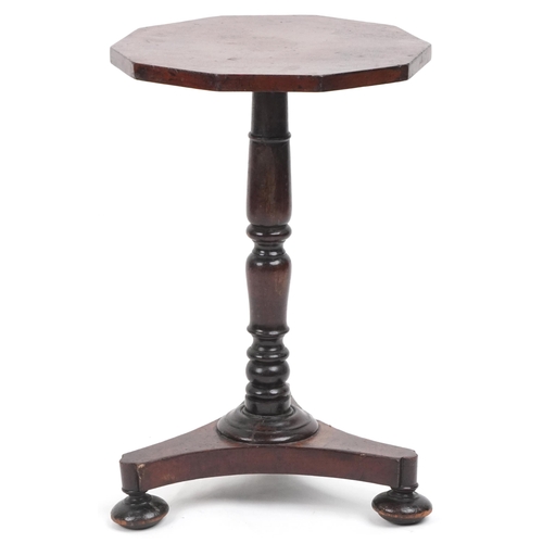 1061 - Regency octagonal mahogany tripod occasional table, 60cm H x 39cm W x 39cm D