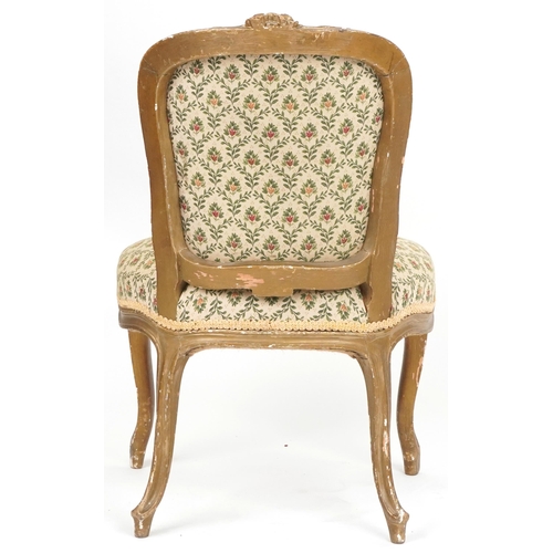 1046 - French gilt framed bedroom chair with floral upholstery, 90cm high