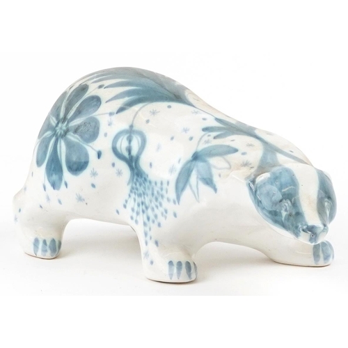 203 - David Sharp, large Rye pottery badger, 33cm in length