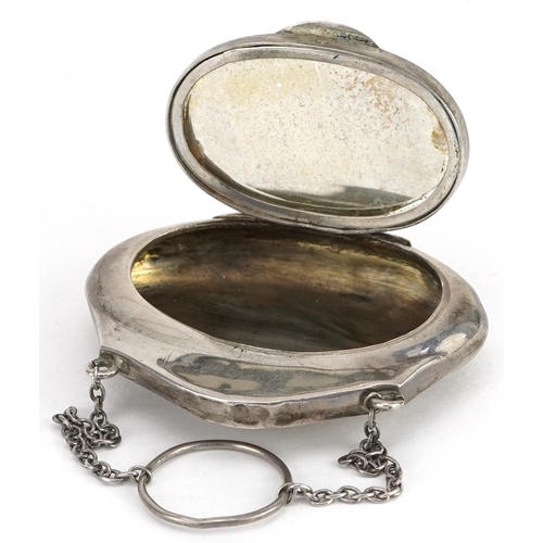 1166 - Silver christening tankard by Viner's and a silver compact in the form of a purse, the largest 7.5cm... 