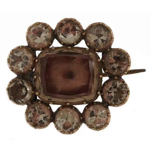 2700 - Georgian gilt metal paste brooch, 2.3cm wide, 6.3g