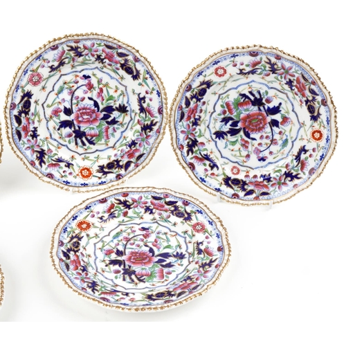 127 - Grangers Worcester, set of six Victorian cabinet plates decorated with flowers within gilt borders, ... 