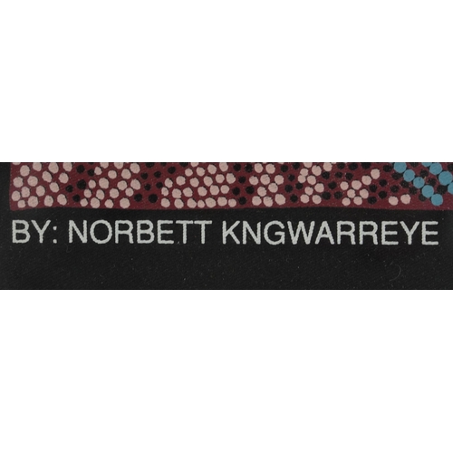 1194 - Norbett Kngwarreye - Corkwood Dreaming, Aboriginal Pointillist, framed and glazed, 49.5cm x 39cm exc... 