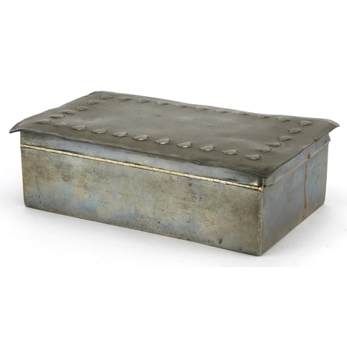 207 - Archibald Knox for Liberty & Co, Arts & Crafts Tudoric pewter casket with hinged lid impressed Tudor... 