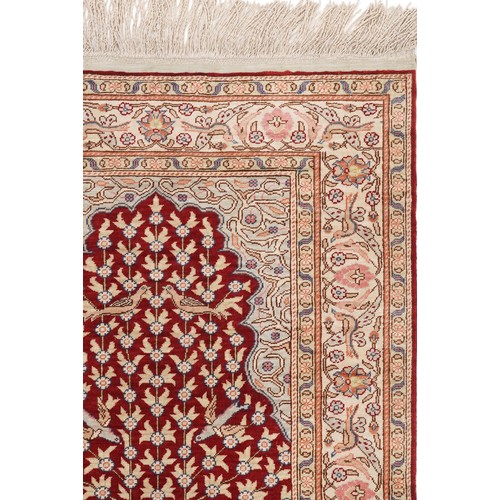 1058 - Rectangular Persian Kayseri type silk Tree of Life rug, 120cm x 72cm