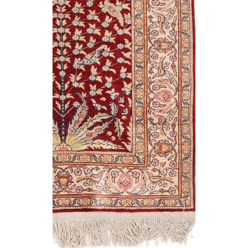 1058 - Rectangular Persian Kayseri type silk Tree of Life rug, 120cm x 72cm