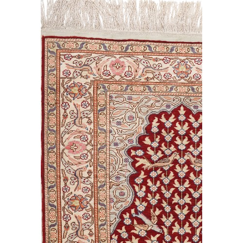 1058 - Rectangular Persian Kayseri type silk Tree of Life rug, 120cm x 72cm